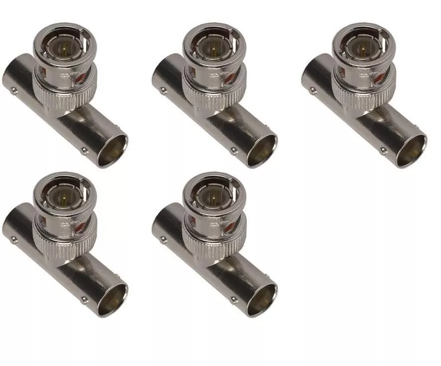 5x pcs pk, BNC T Connector 1 BNC Male to 2 BNC Female, Video Splitter Adapter (image for) 5x pcs pk, BNC T Connector 1 BNC Male to 2 BNC Female, Video Splitter Adapter